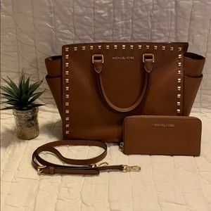Michael Kors Large Studded Satchel and Wallet